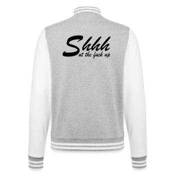 Halt den Mund! - College-Sweatjacke - Grau meliert/Weiß - Hinten - Marisol (170cm)