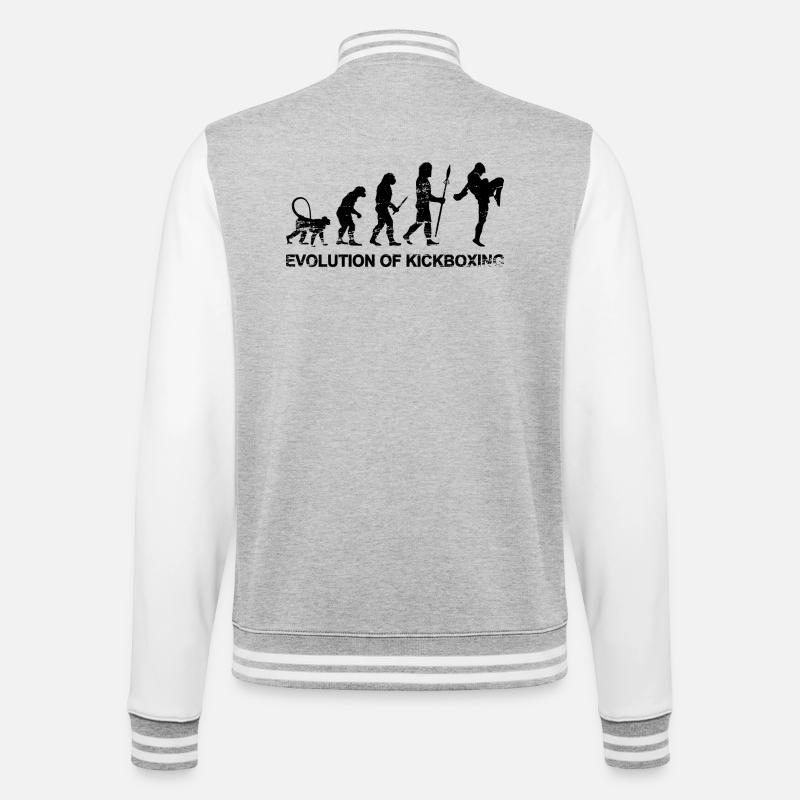 Evolution of kickboxing - College Sweat Jacket - heather grey/white