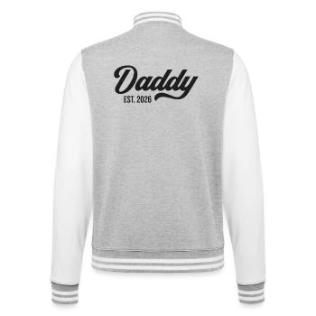 Daddy Est. 2026 - College-Sweatjacke - Grau meliert/Weiß - Hinten - Marisol (170cm)