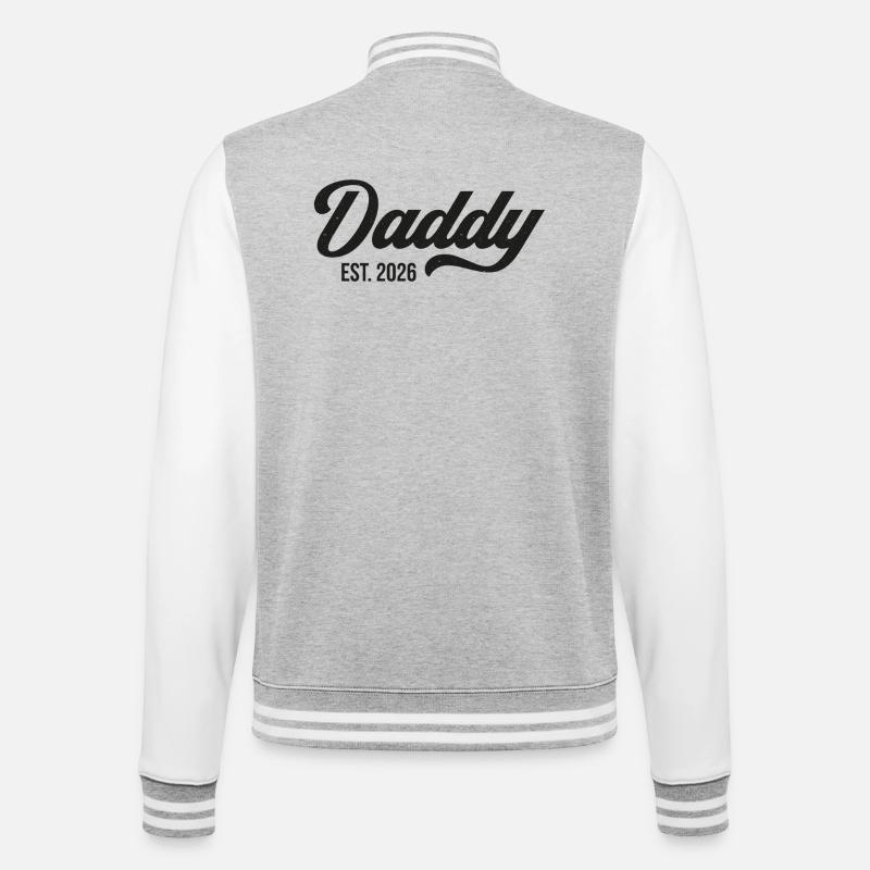 Daddy Est. 2026 - College-Sweatjacke - Grau meliert/Weiß