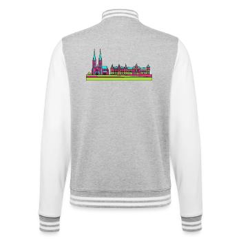 Skyline der Stadt Stettin Wały Chrobrego Kunst - College-Sweatjacke - Grau meliert/Weiß - Hinten - Marisol (170cm)