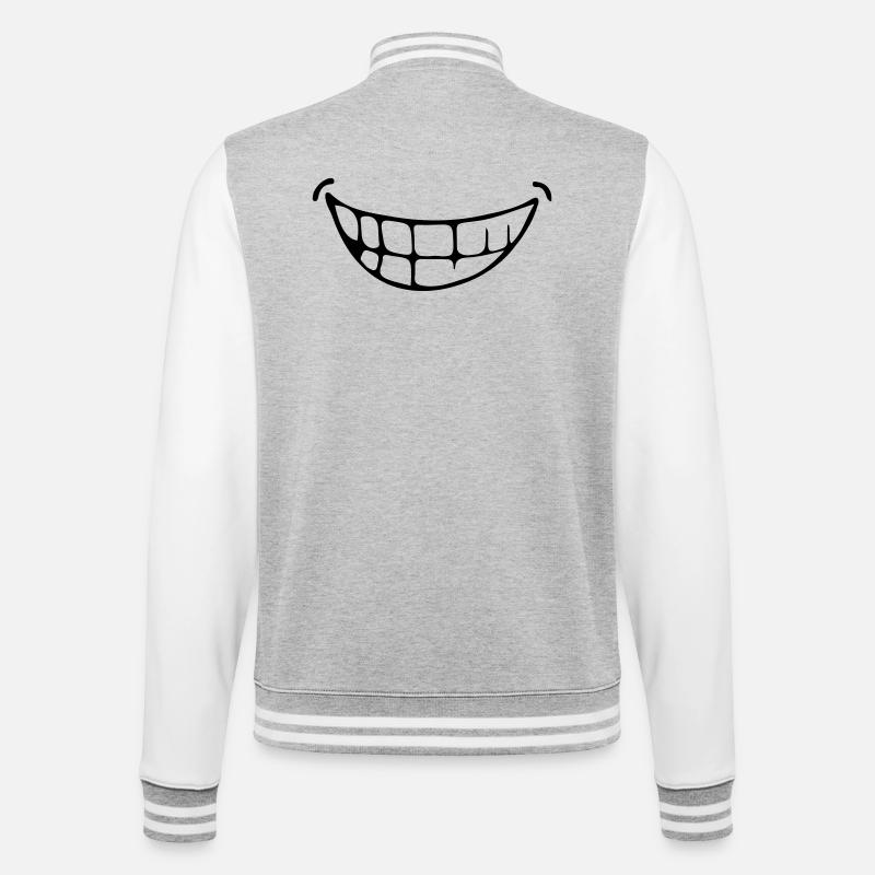 Grinsen - College-Sweatjacke - Grau meliert/Weiß