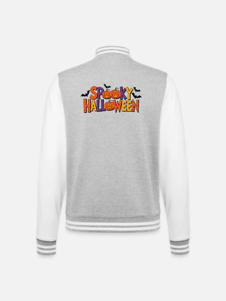 Spooky Halloween Pumpkin Letters - College Sweat Jacket - heather grey/white