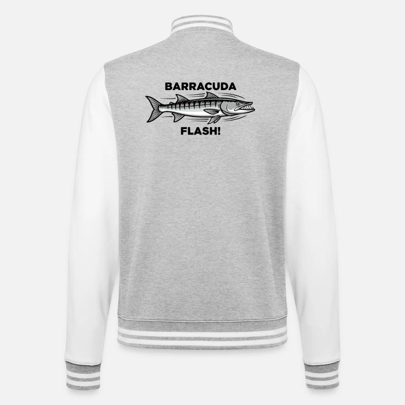 Barracuda Flash Prédateur Mer Barracuda - Veste Teddy - gris chiné / blanc