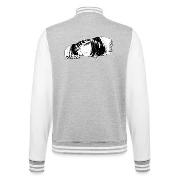 Anime Girl Face with Characters - College Sweat Jacket - heather grey/white - Back - Marisol (170cm)