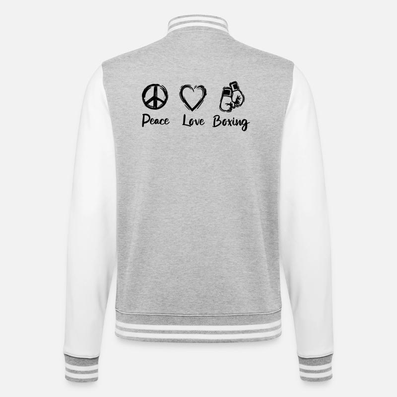 Boxer Liebe - College-Sweatjacke - Grau meliert/Weiß