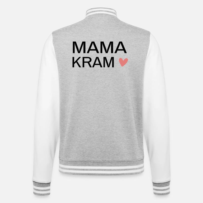 MAMA KRAM! Personalisierbar - College-Sweatjacke - Grau meliert/Weiß