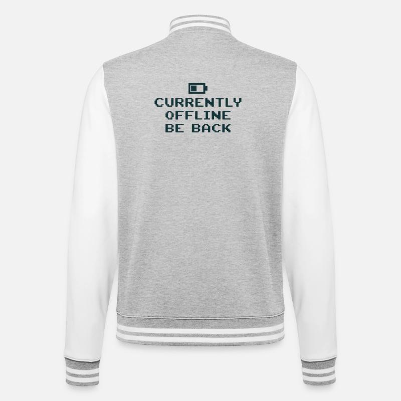 Currently Offline Be Back Akku leer - College-Sweatjacke - Grau meliert/Weiß