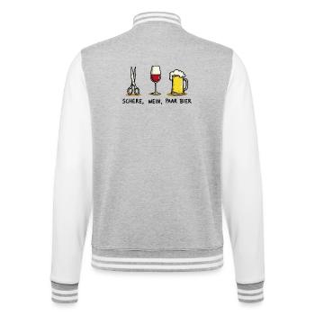 Schere Wein Paar Bier Lustiges Party Wortspiel - College-Sweatjacke - Grau meliert/Weiß - Hinten - Marisol (170cm)