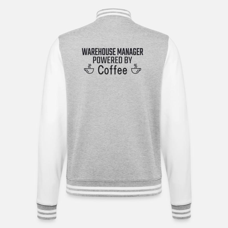 Warehouse Manager Powered By Coffee - College-Sweatjacke - Grau meliert/Weiß