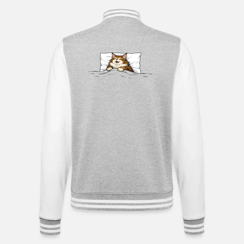 Sleeping Cat – Cute Cuddle Animal Design - College Sweat Jacket - heather grey/white