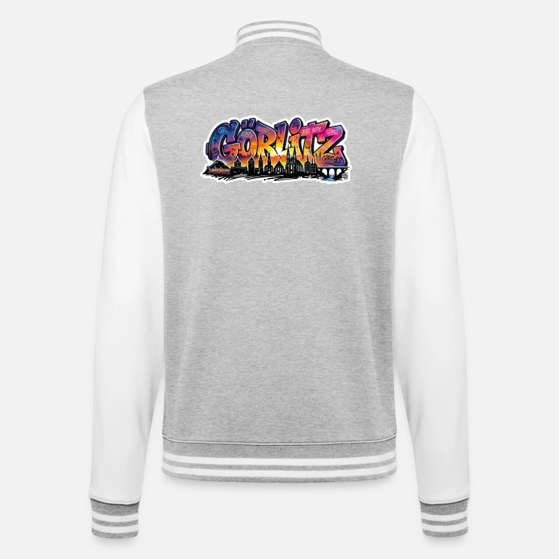 Görlitz  Skyline Graffiti-Sehenswürdigkeiten - College-Sweatjacke - Grau meliert/Weiß