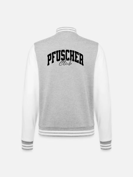 Pfuscher Club - College-Sweatjacke - Grau meliert/Weiß