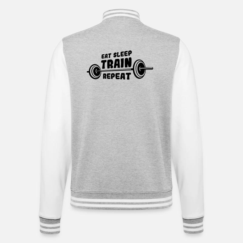 Bodybuilder Spruch - College-Sweatjacke - Grau meliert/Weiß