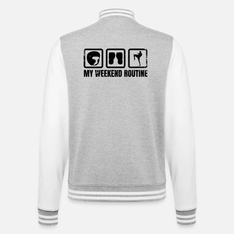 Fun kickboxer weekend - College Sweat Jacket - heather grey/white