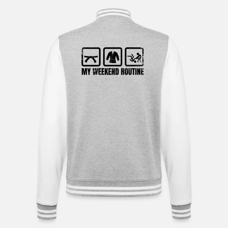 Judoka Wochenend Routine - College-Sweatjacke - Grau meliert/Weiß