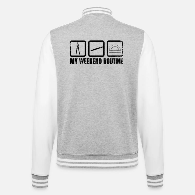 Meine Wochenendroutine - College-Sweatjacke - Grau meliert/Weiß