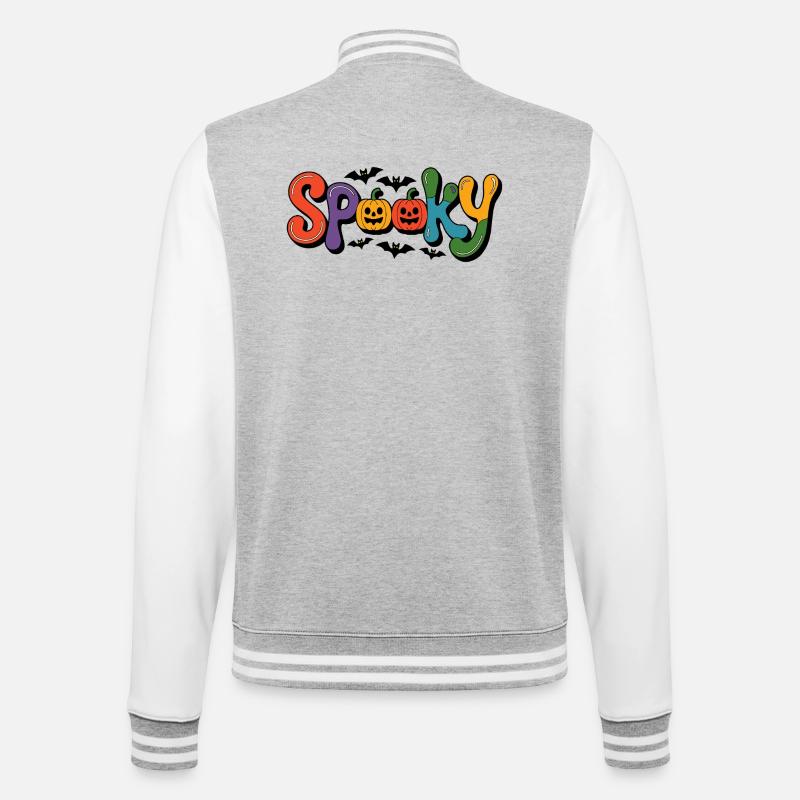 Spooky font with pumpkin faces - College Sweat Jacket - heather grey/white