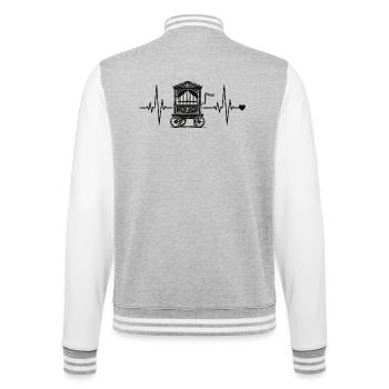 Battement de cœur d’orgue à baril – Pour les vrais fans de vielle à roue - Veste Teddy - gris chiné / blanc - Dos - Marisol (170cm)
