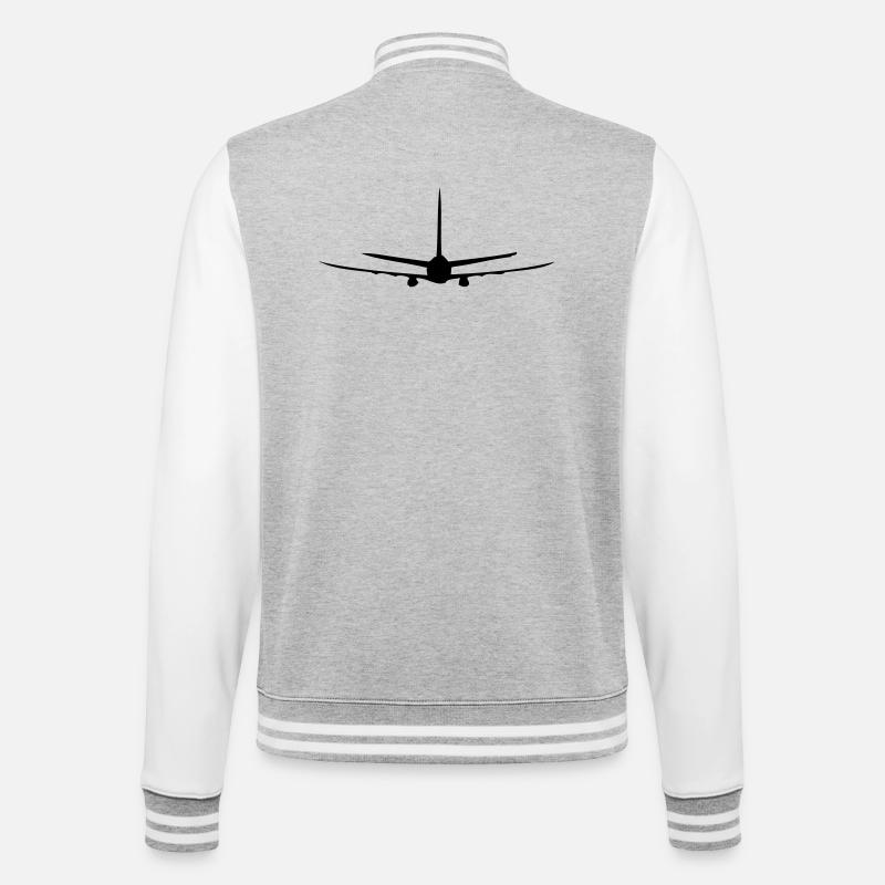 Flugzeug - College-Sweatjacke - Grau meliert/Weiß