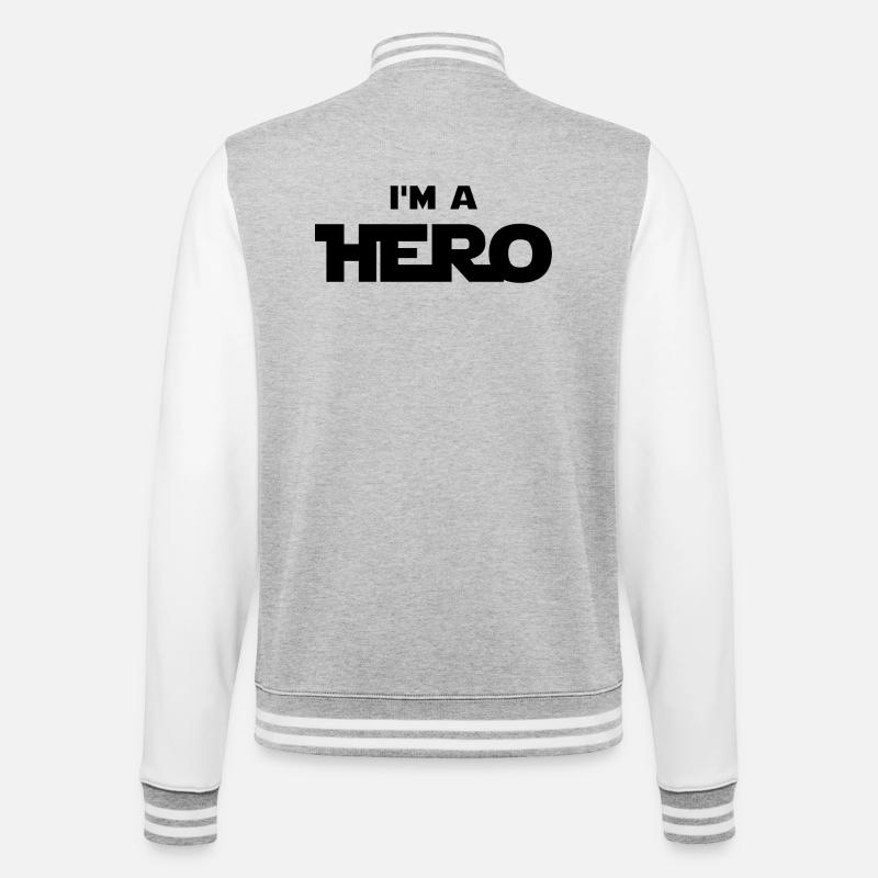 Ich bin ein Held (schwarz) - College-Sweatjacke - Grau meliert/Weiß