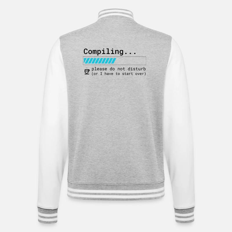 Lustiges Programmierer T-Shirt - Compiling Please  - College-Sweatjacke - Grau meliert/Weiß