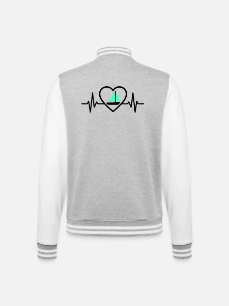Heart Sailing – Passion Boat - College Sweat Jacket - heather grey/white