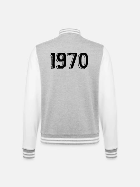1970 - College-Sweatjacke - Grau meliert/Weiß
