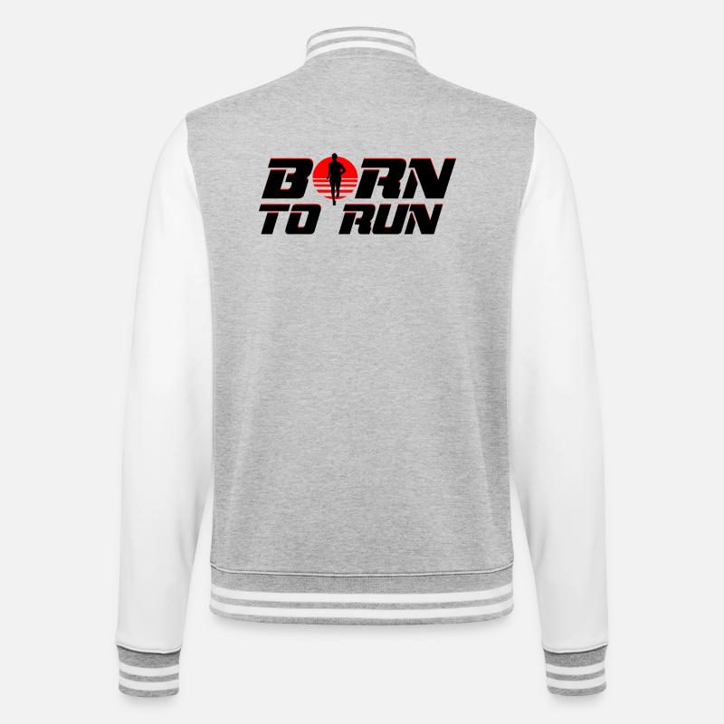Runner - College-Sweatjacke - Grau meliert/Weiß