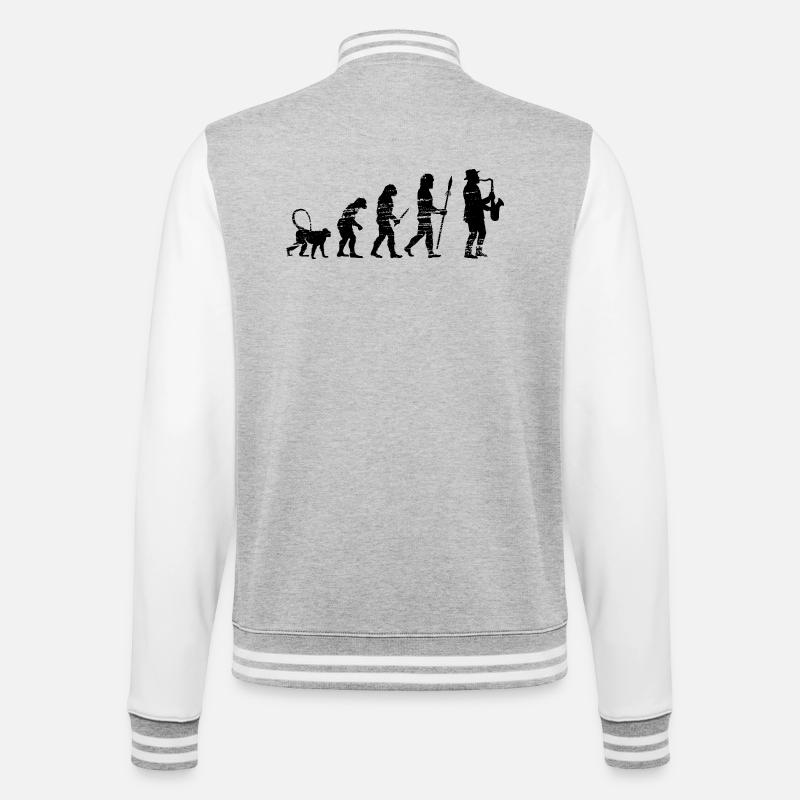 Saxophon Musik Evolution - College-Sweatjacke - Grau meliert/Weiß