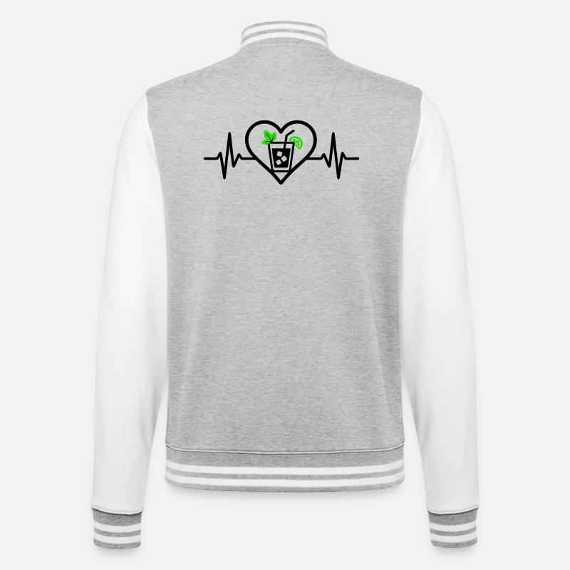 Mojito Herz Aperitif Cocktail - College-Sweatjacke - Grau meliert/Weiß