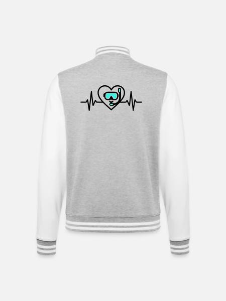 Herz Tauchen – Leidenschaft Meer - College-Sweatjacke - Grau meliert/Weiß