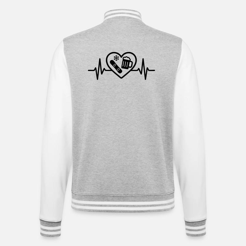 Herz Snowboard Bier - College-Sweatjacke - Grau meliert/Weiß
