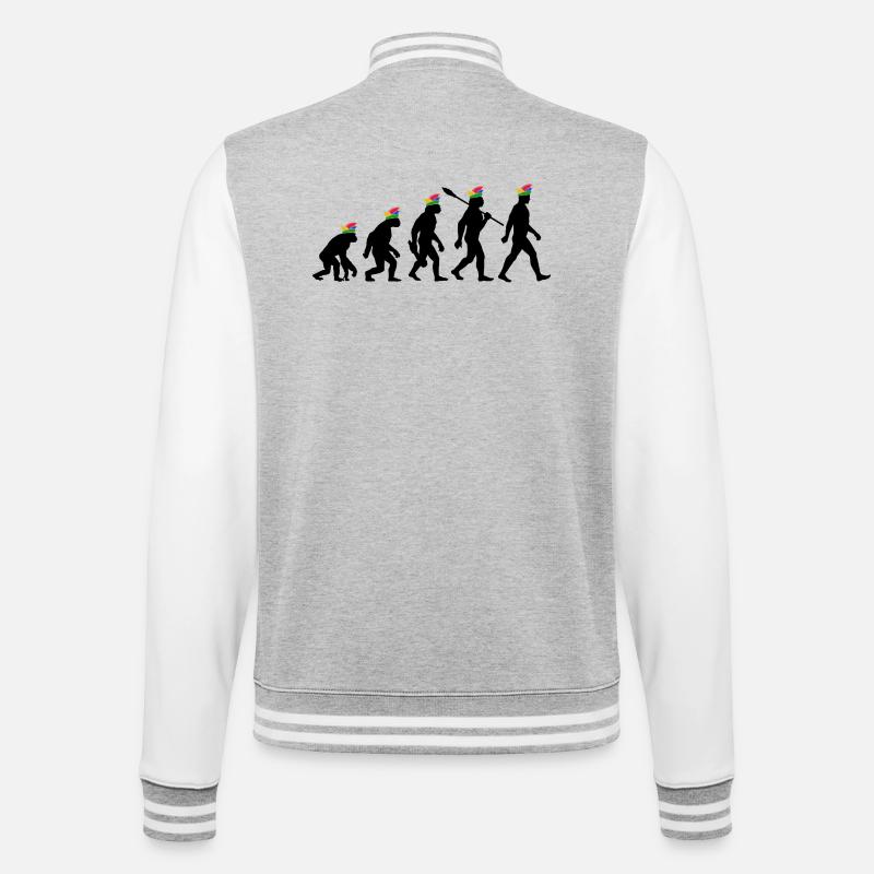 Homo Karnevalis | Evolution der Narren, Fastnacht - College-Sweatjacke - Grau meliert/Weiß