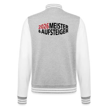 Meister und Aufsteiger 2026  - College-Sweatjacke - Grau meliert/Weiß - Hinten - Marisol (170cm)