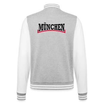 München Schrift zweifarbig - College-Sweatjacke - Grau meliert/Weiß - Hinten - Marisol (170cm)