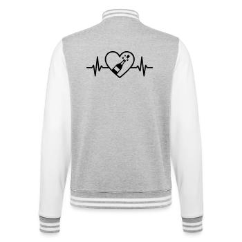Bouteille de cœur, vin mousseux, vin mousseux, apéritif - Veste Teddy - gris chiné / blanc - Dos - Marisol (170cm)
