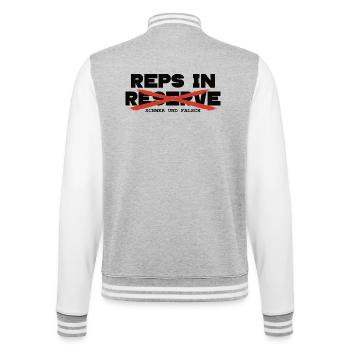 Reps_in_Reserve_Schwer_und_falsch_bodybuilding_ - College-Sweatjacke - Grau meliert/Weiß - Hinten - Marisol (170cm)
