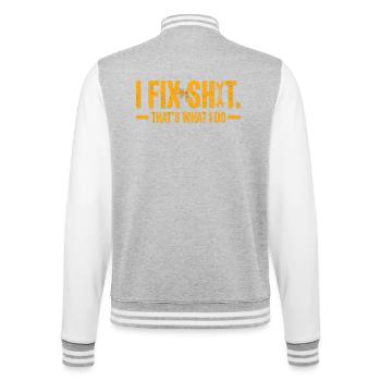 i fix shit thats what i do - College Sweat Jacket - heather grey/white - Back - Marisol (170cm)