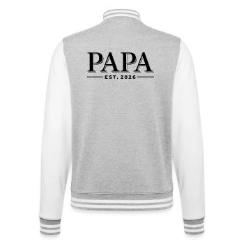 Papa Est. 2026 | Father | Father's Day Gift - College Sweat Jacket - heather grey/white - Back - Marisol (170cm)