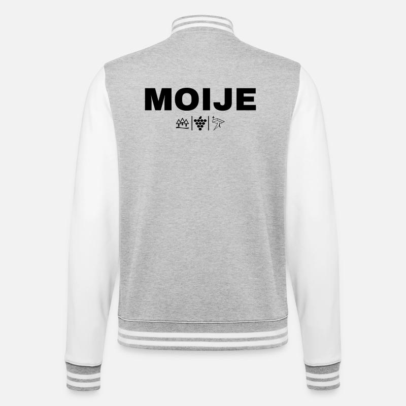 MOIJE - College-Sweatjacke - Grau meliert/Weiß