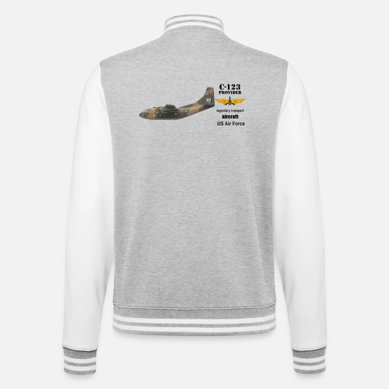 C-123 Provider - College-Sweatjacke - Grau meliert/Weiß