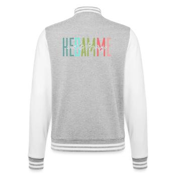Midwife with heart design - College Sweat Jacket - heather grey/white - Back - Marisol (170cm)