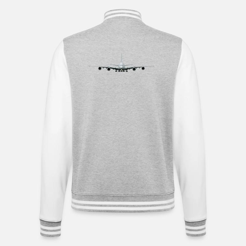A-380 - College-Sweatjacke - Grau meliert/Weiß