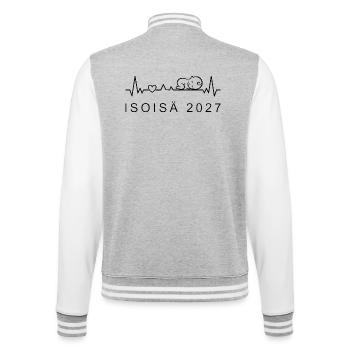 Opa 2027 Herzschlag Schwangerschaft Finnisch - College-Sweatjacke - Grau meliert/Weiß - Hinten - Marisol (170cm)