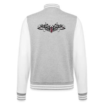 Tribal Tattoo Ornament mit Edelstein - College-Sweatjacke - Grau meliert/Weiß - Hinten - Marisol (170cm)