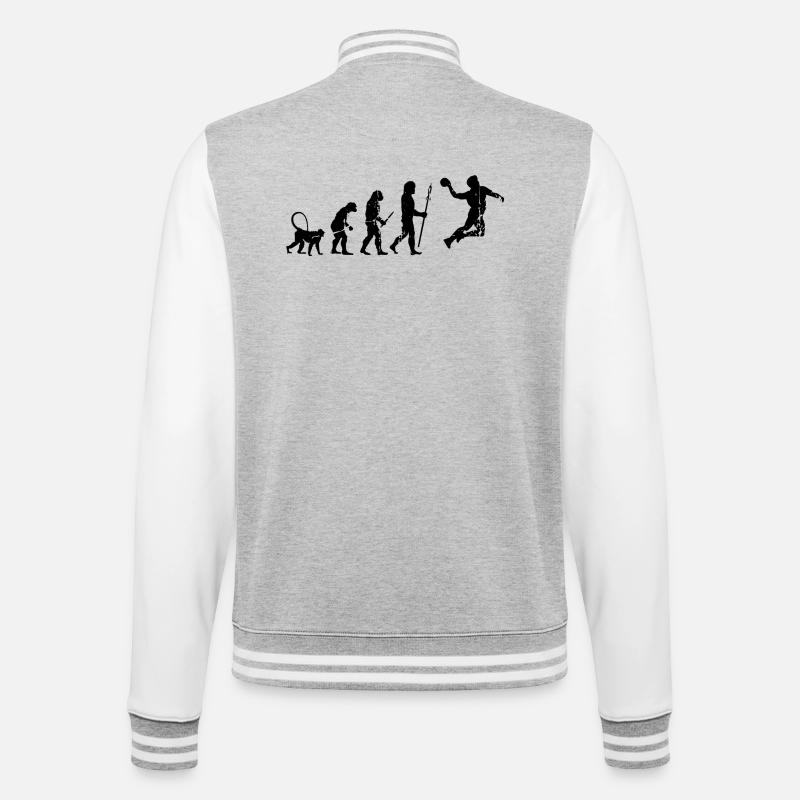Funny handball player Evolution - College Sweat Jacket - heather grey/white