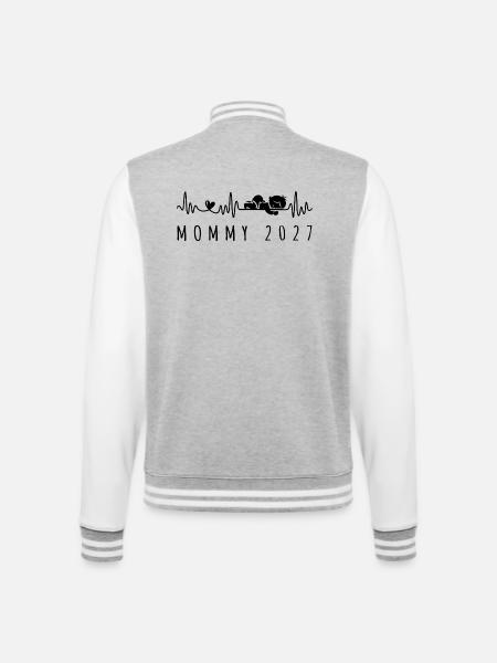 Annonce de grossesse future maman 2027 - Veste Teddy - gris chiné / blanc