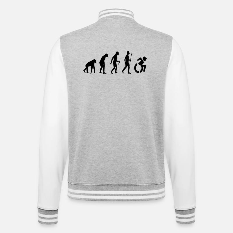 Evolution Rollstuhl. Die Rollstuhl-Evolution * - College-Sweatjacke - Grau meliert/Weiß