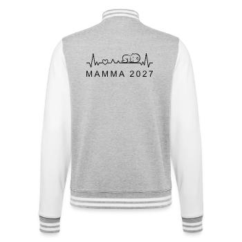Futura Mamma 2027 Battito Cardiaco Gravidanza - College-Sweatjacke - Grau meliert/Weiß - Hinten - Marisol (170cm)